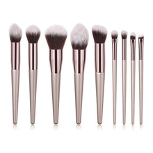 Load image into Gallery viewer, 10 pièces/ensemble pinceaux de maquillage Champagne ensemble pour fond de teint cosmétique poudre blush fard à paupières kabuki mélange maquillage brosse outil de beauté