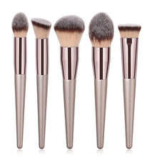 Load image into Gallery viewer, 10 pièces/ensemble pinceaux de maquillage Champagne ensemble pour fond de teint cosmétique poudre blush fard à paupières kabuki mélange maquillage brosse outil de beauté