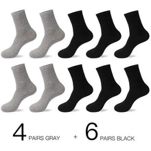 Load image into Gallery viewer, HSS 2020 Men&#39;s Cotton Socks New styles 10 Pairs / Lot Black Business Men Socks Breathable Spring Summer for Male US size(6.5-12)
