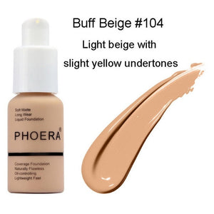 PHOERA Foundation Makeup 30ml Soft Matte Long Wear Oil Control Concealer Liquid Foundation Cream Fashion Womens maquillage