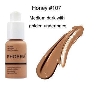 PHOERA Foundation Makeup 30ml Soft Matte Long Wear Oil Control Concealer Liquid Foundation Cream Fashion Womens maquillage