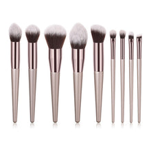 Load image into Gallery viewer, 10 pièces/ensemble pinceaux de maquillage Champagne ensemble pour fond de teint cosmétique poudre blush fard à paupières kabuki mélange maquillage brosse outil de beauté
