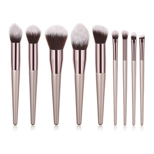 10 pièces/ensemble pinceaux de maquillage Champagne ensemble pour fond de teint cosmétique poudre blush fard à paupières kabuki mélange maquillage brosse outil de beauté