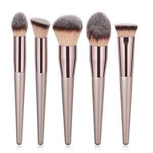 10 pièces/ensemble pinceaux de maquillage Champagne ensemble pour fond de teint cosmétique poudre blush fard à paupières kabuki mélange maquillage brosse outil de beauté